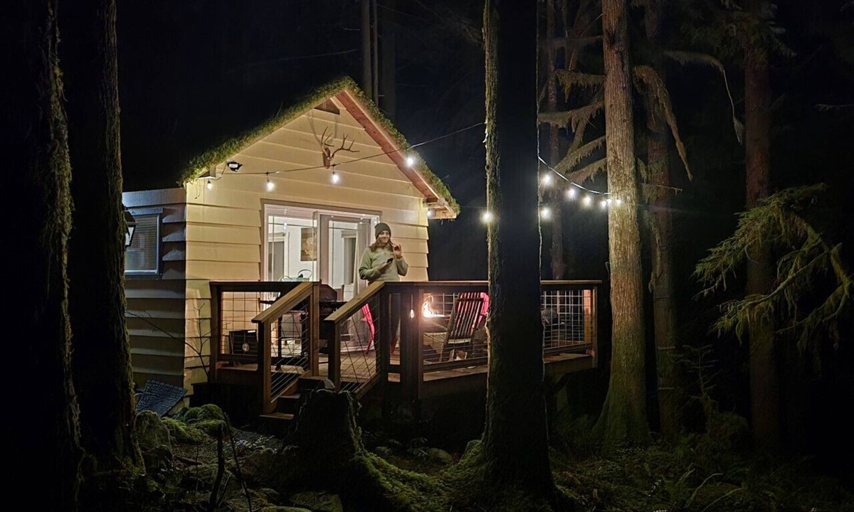 Marblemount Cabin | Moss Top Cabin-off grid living moss roof cabin in the woods