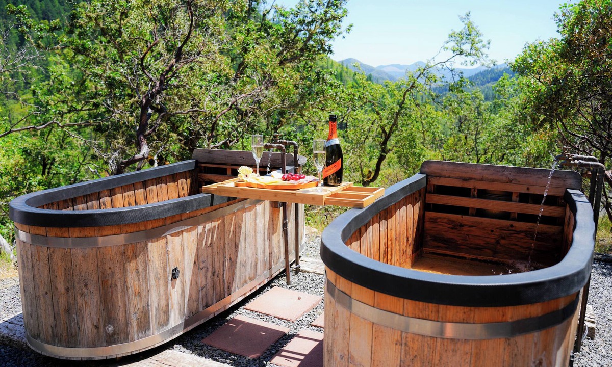 Rogue River House | Off-grid container home on 6 private acres, outdoor soaking tubs and plunge pool