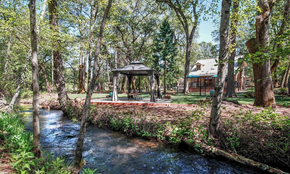 Shingletown Cabin | Secluded Creekside Cabin with Gazebo and Lawn near Lassen