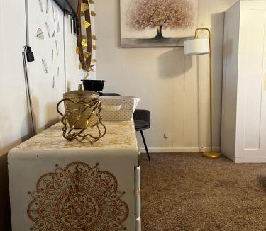 Bodfish House | Boutique Elegant Gold Room Kitchenette With EV Charger