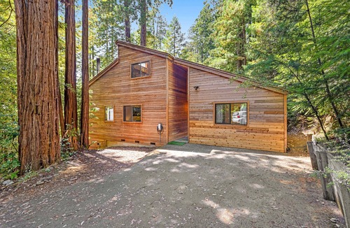 Anchor Bay House | Forested home with fireplace & ev charger near Anchor Bay, dogs welcome