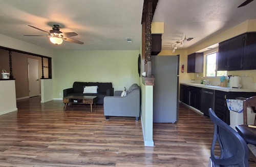 Redding House | Hillside home with large deck in a woodsy area. Sleeps 8