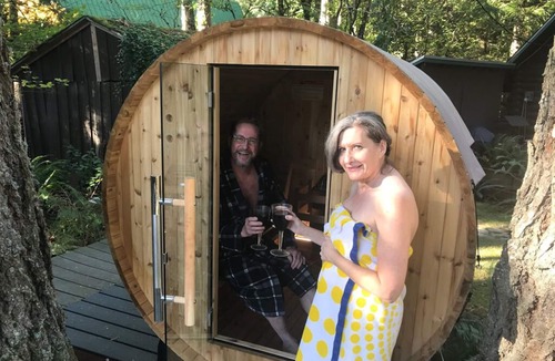 Marmot Cabin | Log cabin, private, hottub, sauna, spa, gardens, featured in national magazine.