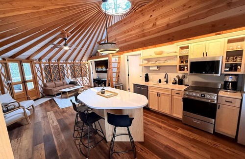 Carson Cabin | Modern Luxury Yurt with Firepit Table & Skylit Dome near Carson, Washington