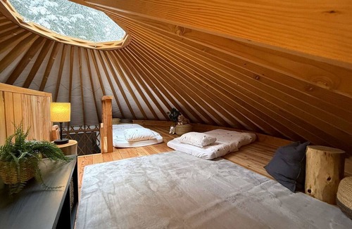 Carson Cabin | Modern Luxury Yurt with Firepit Table & Skylit Dome near Carson, Washington