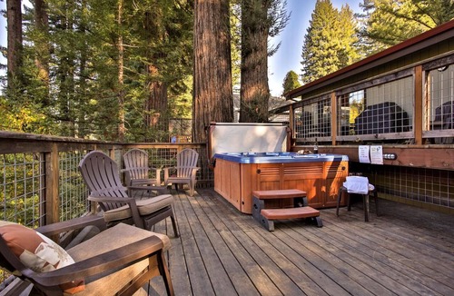 Guerneville Cabin | Pet-Friendly Cabin Rental with Hot Tub and Private Dock for Glamping in Northern California