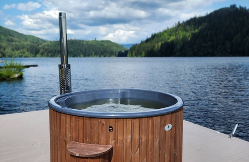 Mineral Cabin | Rustic cabin w/hot tub and sauna on the lake with Mountain view