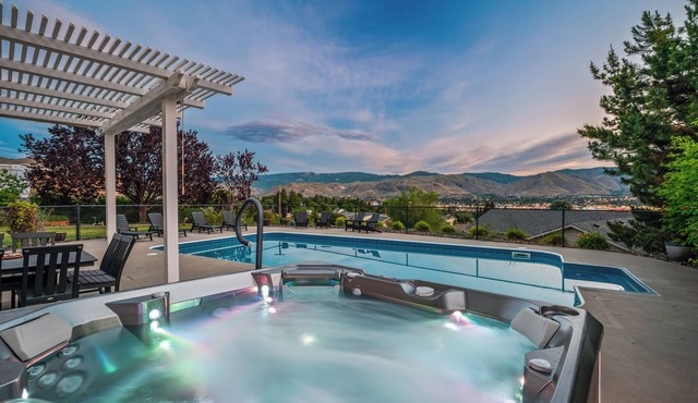 Saltwater pool, hot tub, spacious home with game room, great valley views
